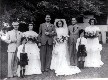Wedding Angus Ross and Angela Mary Mendes.  Left, Harry Alston McCartney, (front) Kingsley McCartney, Cynthia McNaugton Jones, Angus Ross, Angela Mendes, Ray Palmer, (front) Hugh McNaughton Jones, Imelda Mendes.  Point a Pierre, Trinidad, West Indies.  1949